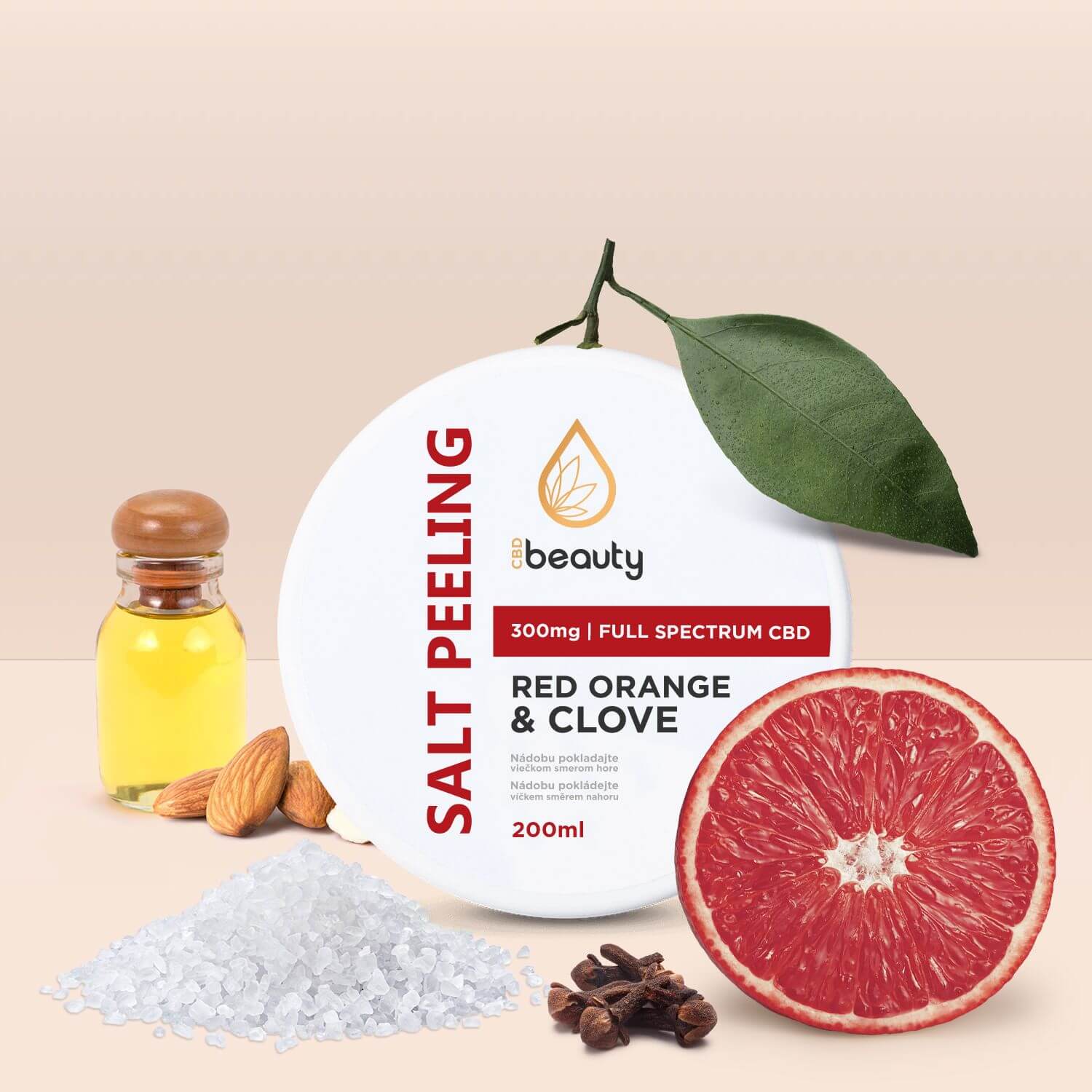 SALT PEELING - červený pomaranč & klinček